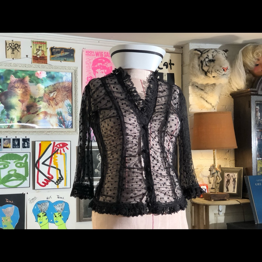 Vintage 2000s Betsey Johnson black shear blouse